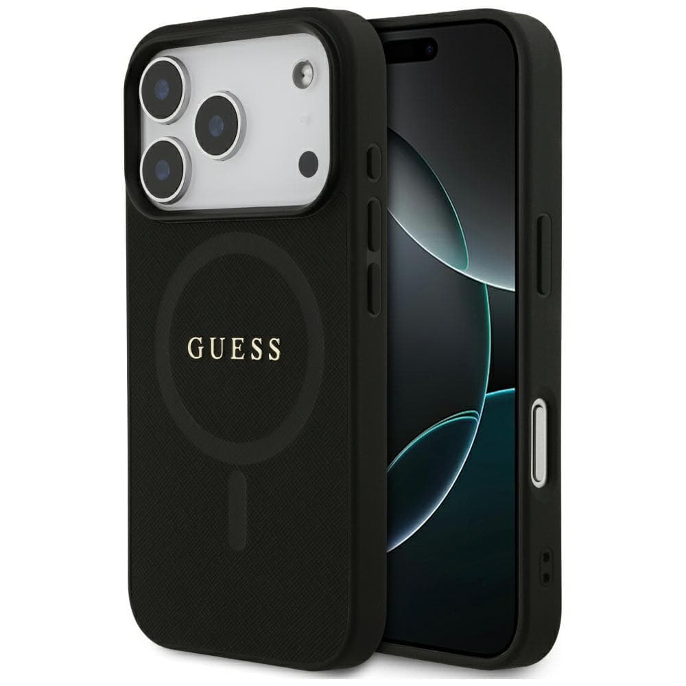Guess Saffiano Classic Logo MagSafe pouzdro iPhone 17 Pro Max černé - náhled 1