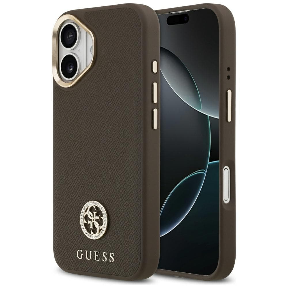 Guess Grained Strass Logo MagSafe pouzdro iPhone 17 hnědé - náhled 1