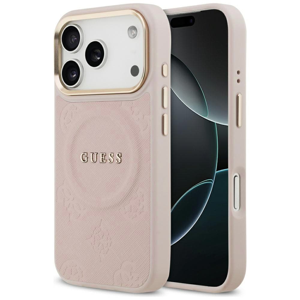 Guess Peony Hot Stamp MagSafe pouzdro iPhone 17 Pro Max růžové - náhled 1