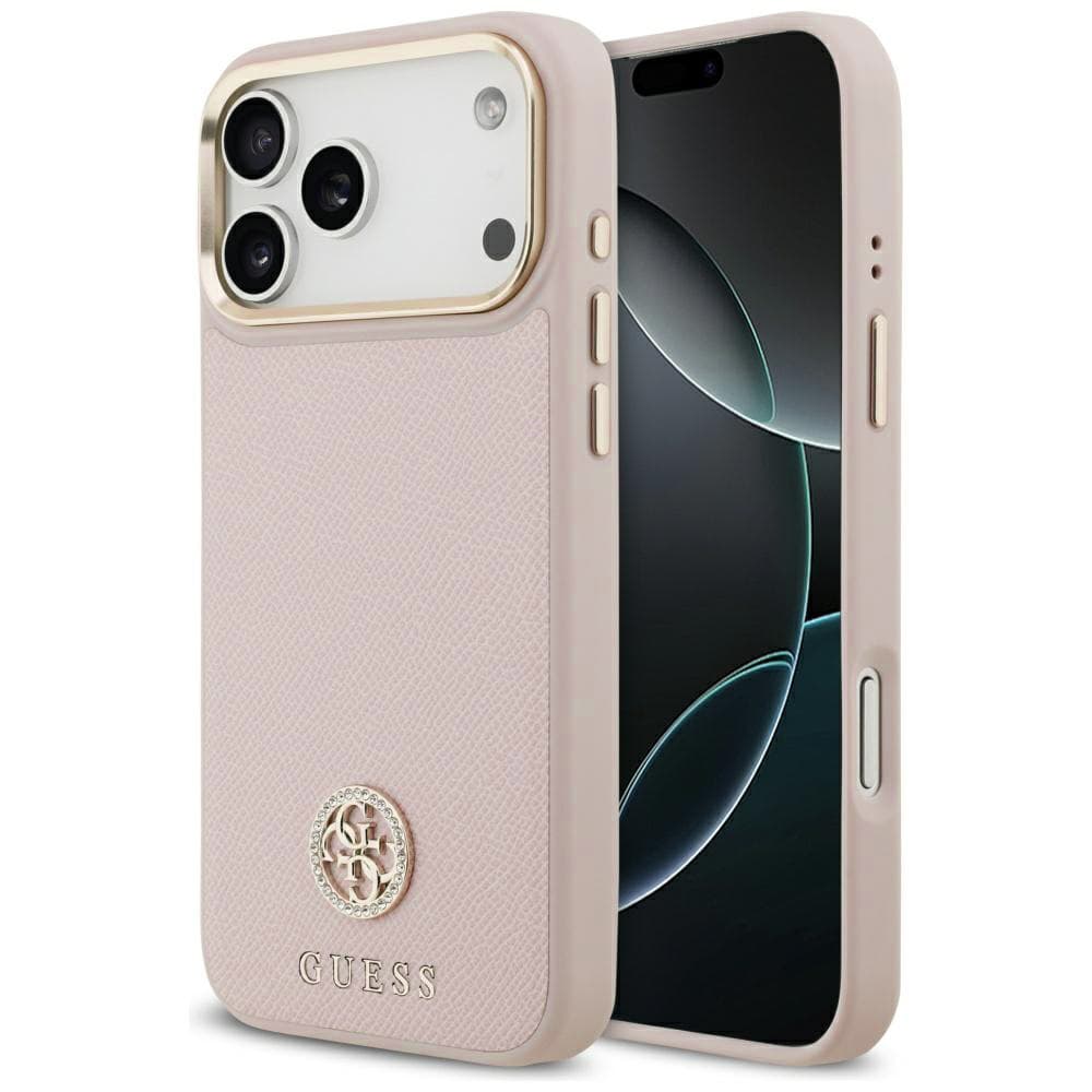 Guess Grained Strass Logo MagSafe pro iPhone 17 Pro růžová - náhled 1