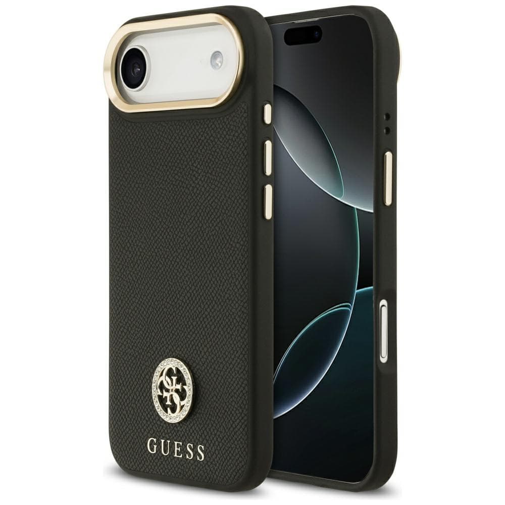 Guess Grained Strass Logo MagSafe pouzdro iPhone 17 Air černé - náhled 1