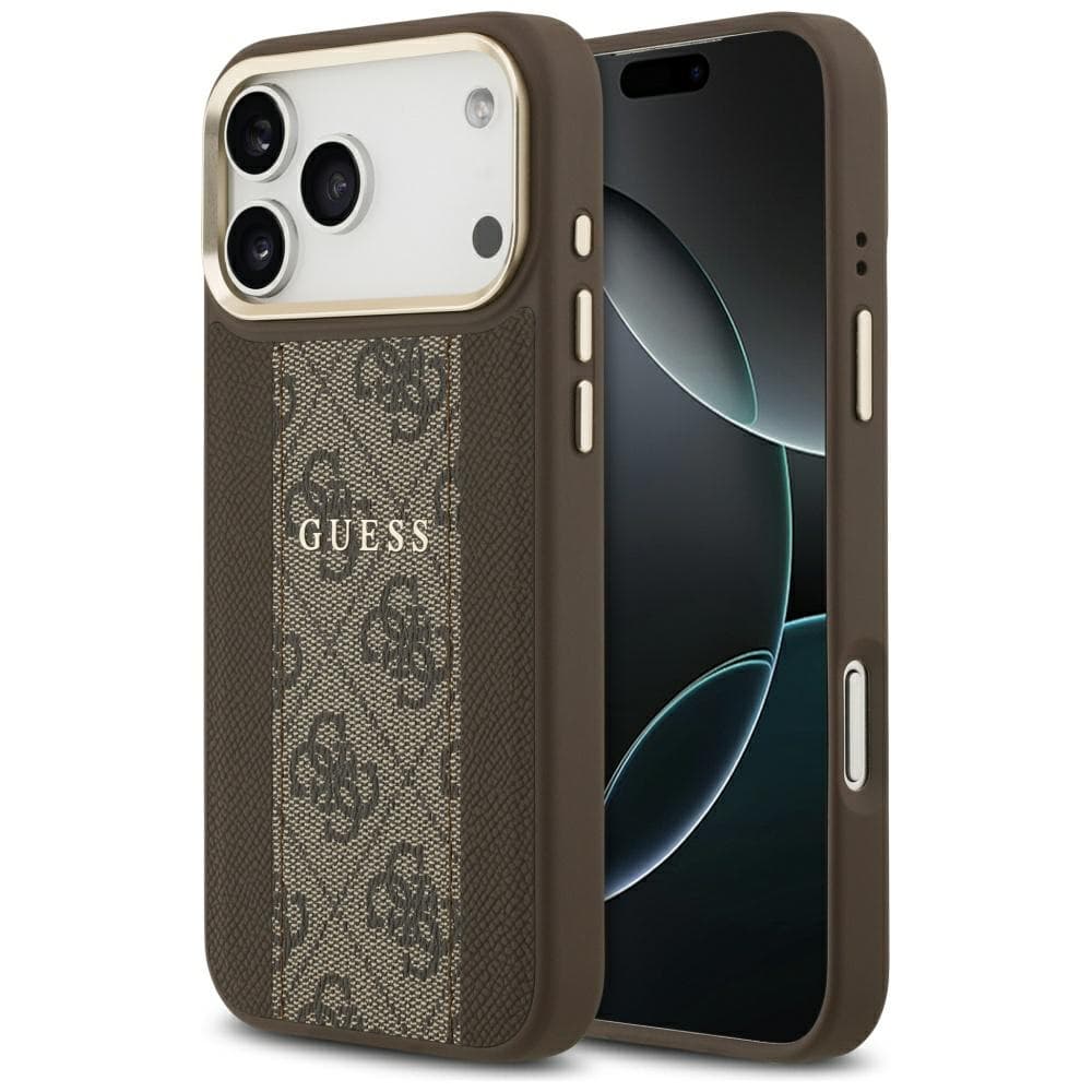 Guess Hardcase 4G Stripe MagSafe iPhone 17 Pro Hnědý - náhled 1