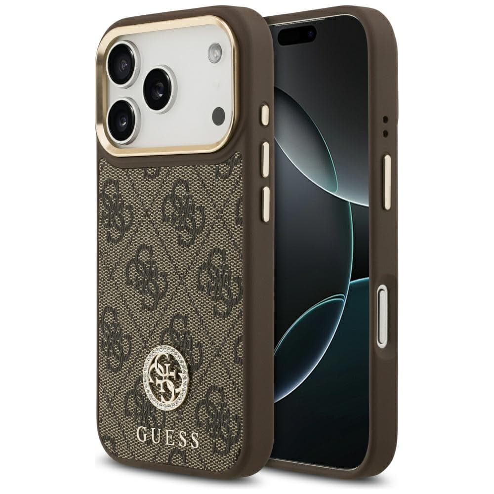 Guess Hardcase 4G Strass Logo MagSafe iPhone 17 Pro hnědý - náhled 1