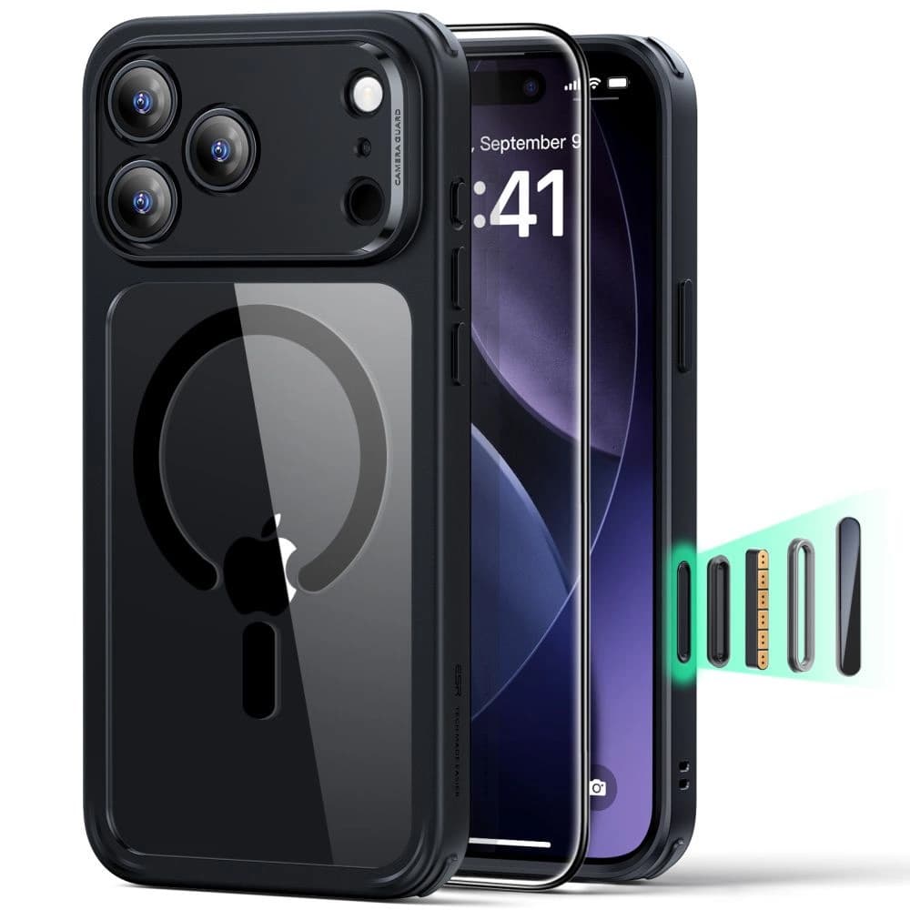 ESR Classic Hybrid HaloLock s ochranným sklem iPhone 17 Pro černá průhledná - náhled 1