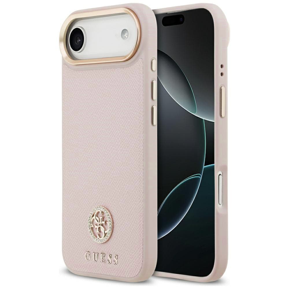 Guess Grained Strass Logo MagSafe GUHMP17MPGCRMDEP iPhone 17 Air růžová - náhled 1