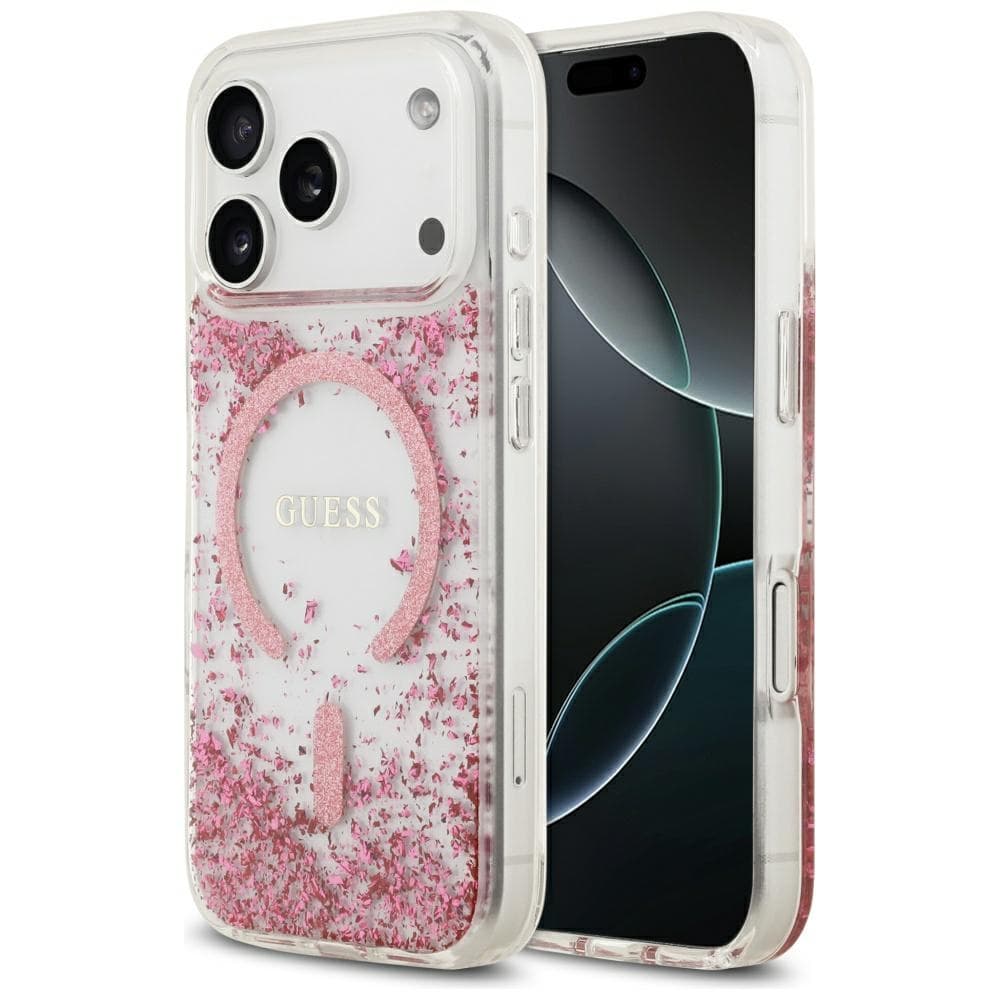 Guess Resin Bottom Glitter MagSafe GUHMP17LRGRGEP iPhone 17 Pro růžová - náhled 1