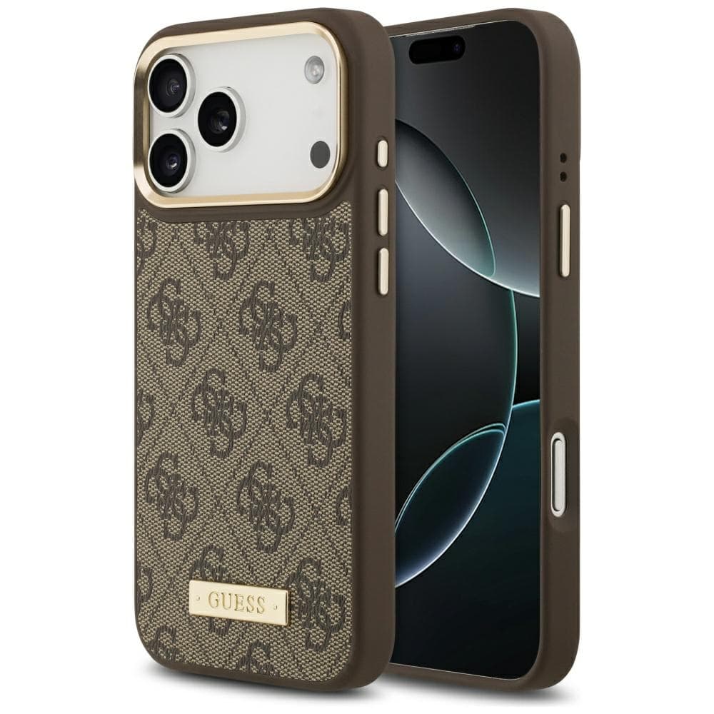 Guess Hardcase 4G Logo Plate MagSafe iPhone 17 Pro Max hnědý - náhled 1