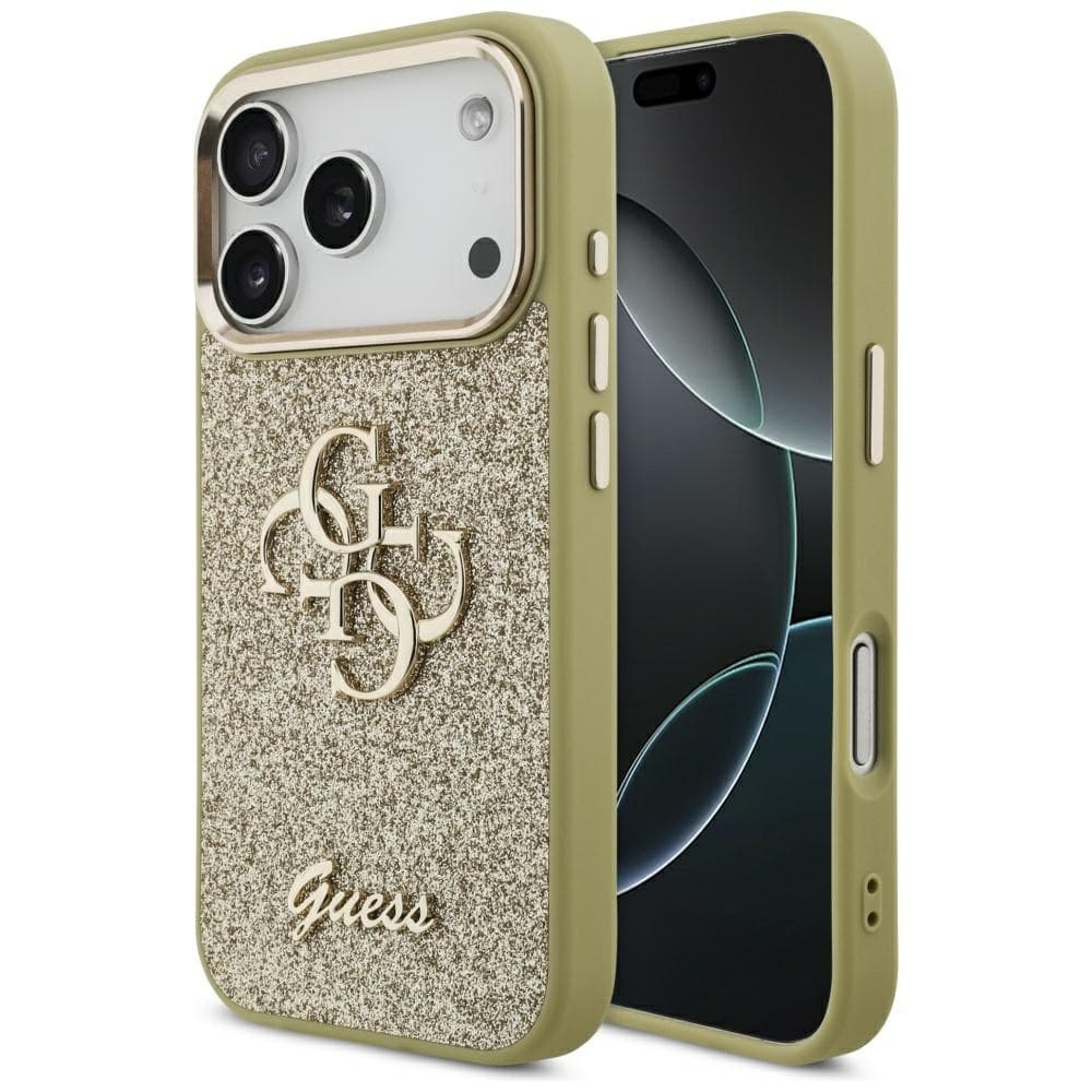 Guess Fixed Glitter Big 4G Metal Frame iPhone 17 Pro zlatá - náhled 1