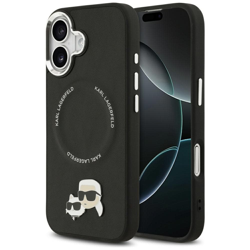 Karl Lagerfeld Leather K&amp;C Pins MagSafe iPhone 17 černá - náhled 1