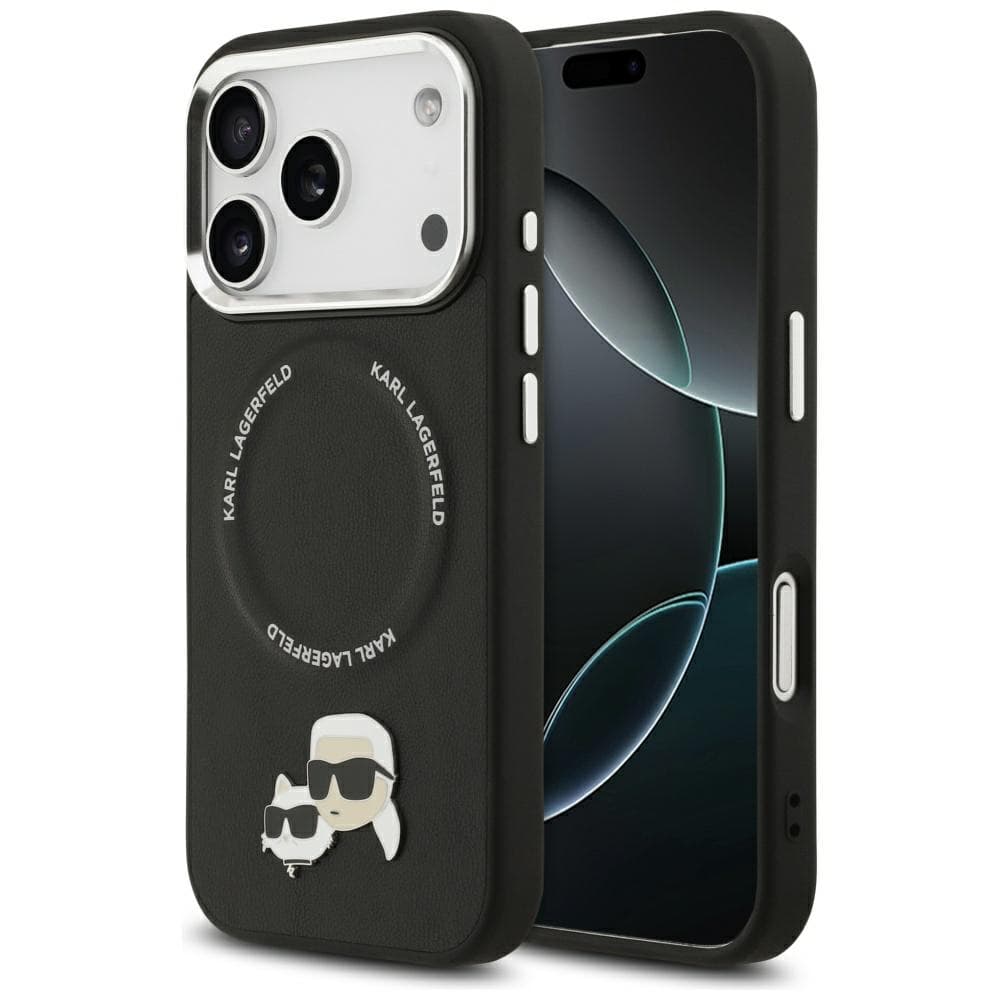 Karl Lagerfeld Leather K&amp;C Pins MagSafe iPhone 17 Pro černá - náhled 1