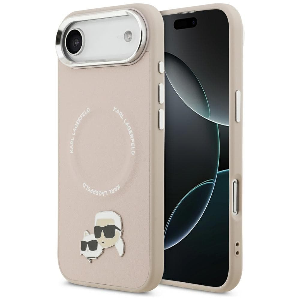 Karl Lagerfeld Leather Karl &amp; Choupette Pins MagSafe iPhone 17 Air růžová - náhled 1