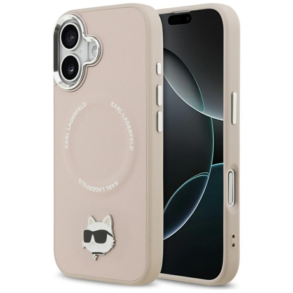 Karl Lagerfeld Leather Choupette Pin MagSafe iPhone 17 růžová - náhled 1