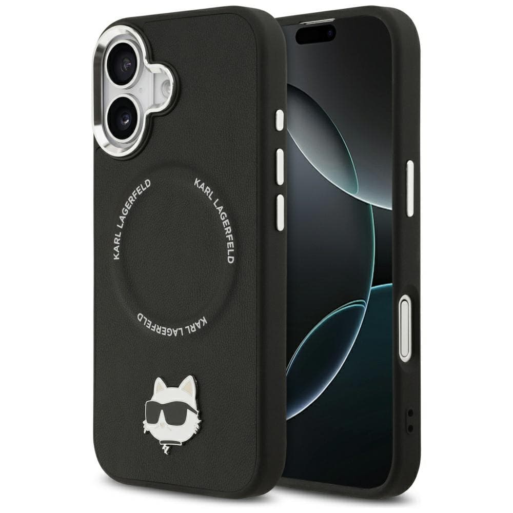 Karl Lagerfeld kožený Choupette Pin MagSafe iPhone 17 černý - náhled 1