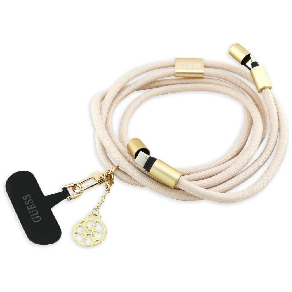Guess Data Cable CBDY 4G Charm USB-C na USB-C Rychlé nabíjení 1.5m béžová - náhled 1