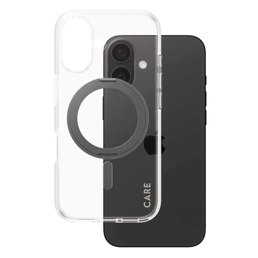 PanzerGlass® CARE Feature černý stojánek &amp; MagSafe iPhone 16 průhledný - náhled 1