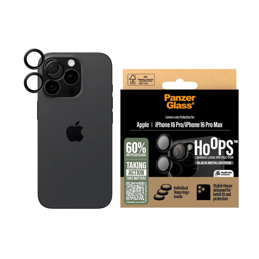 PanzerGlass Hoops ochrana čočky fotoaparátu iPhone 16 Pro/Pro Max černá - náhled 1