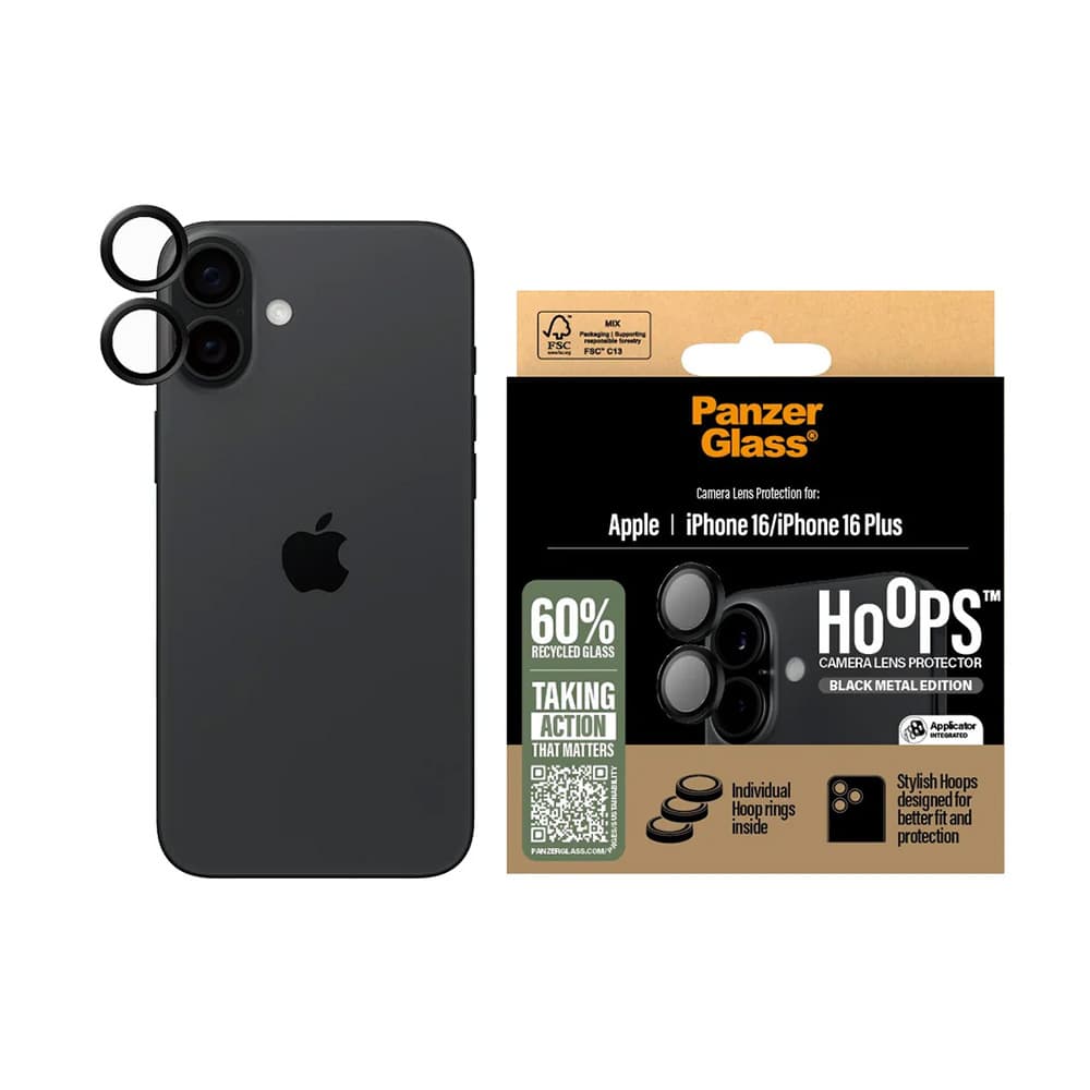 PanzerGlass® Hoops® ochrana čočky fotoaparátu iPhone 16 iPhone 16 Plus černá - náhled 1