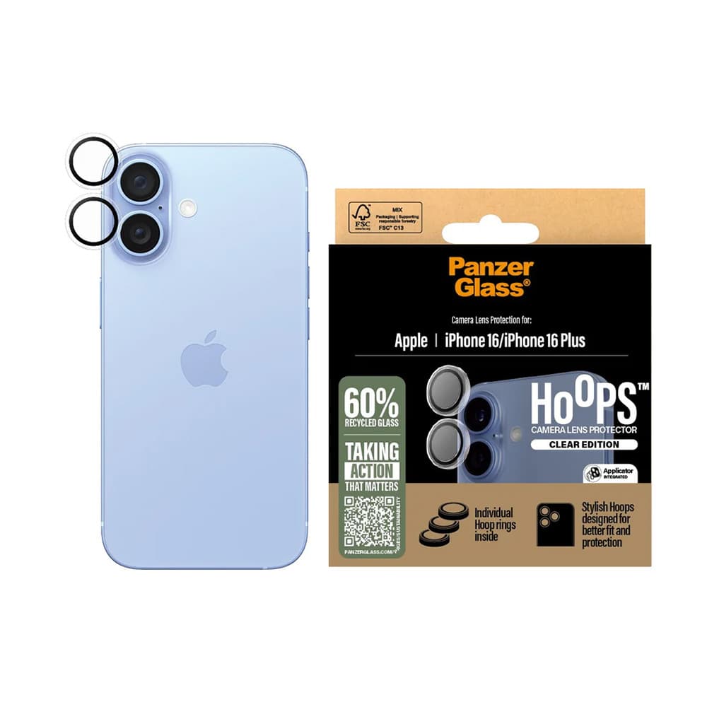 PanzerGlass Hoops Ochrana čočky fotoaparátu iPhone 16 iPhone 16 Plus průhledná - náhled 1