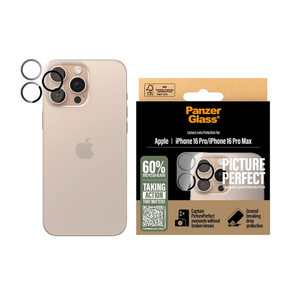 PanzerGlass PicturePerfect ochrana čočky fotoaparátu iPhone 16 Pro/Pro Max průhledná - náhled 1
