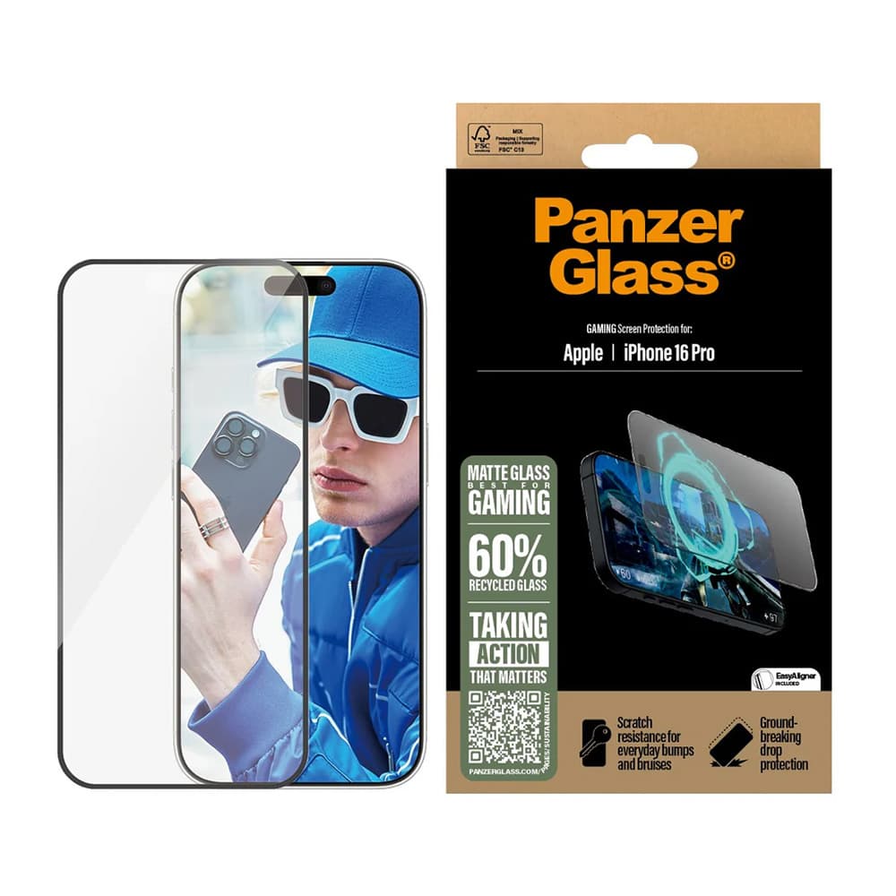 PanzerGlass Ultra-Wide Fit herní ochranné sklo iPhone 16 Pro matná černá - náhled 1