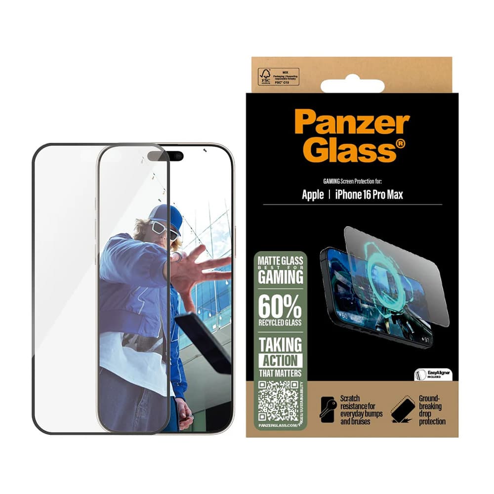 PanzerGlass® Ultra-Wide Fit herní ochranné sklo iPhone 16 Pro Max matná černá - náhled 1