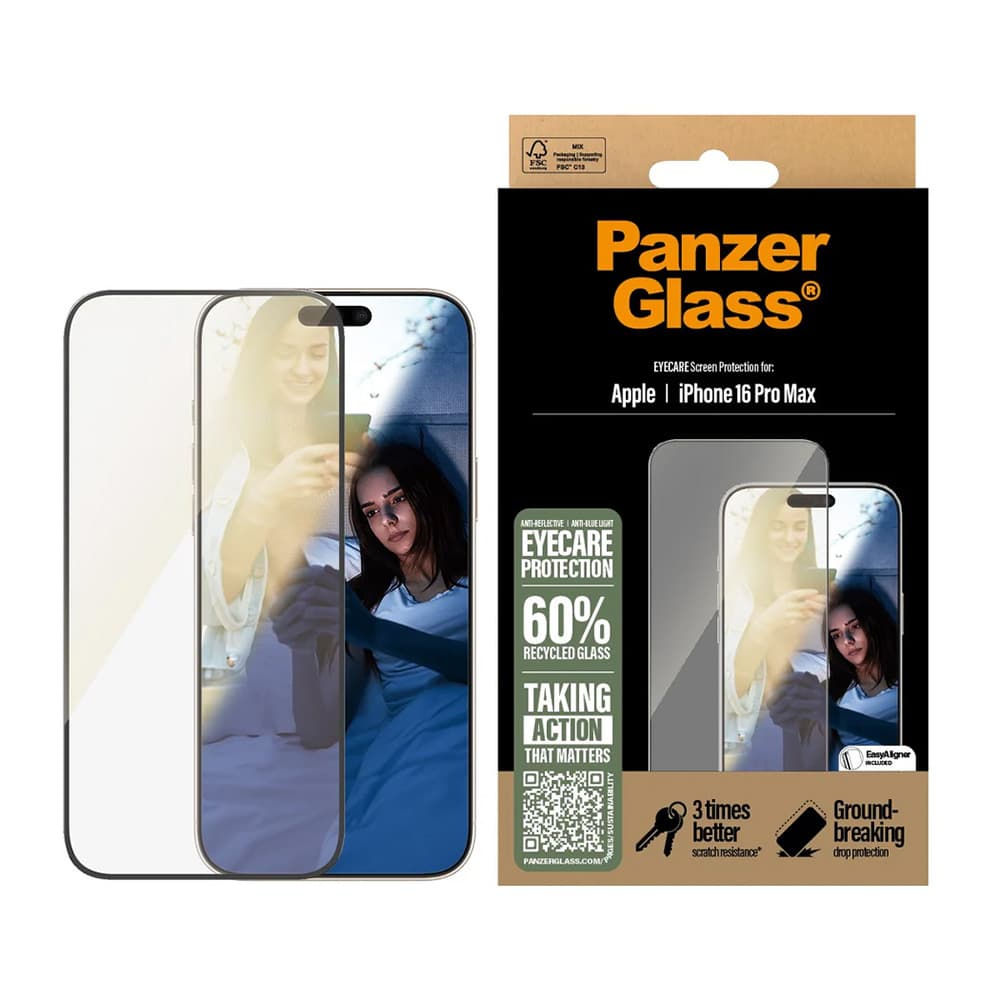 PanzerGlass Ultra-Wide Fit EyeCare ochranné sklo iPhone 16 Pro Max černé - náhled 1