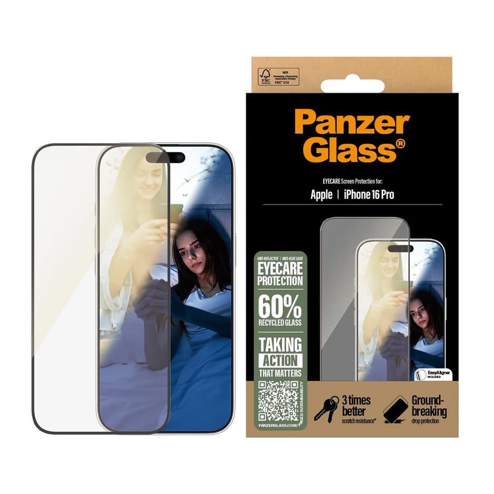 PanzerGlass Ultra-Wide Fit EyeCare ochranné sklo iPhone 16 Pro černé - náhled 1