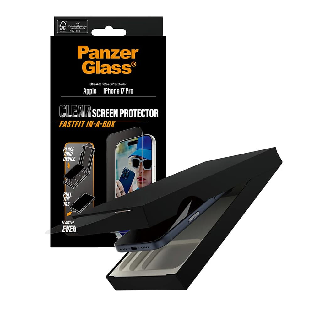 PanzerGlass Ultra-Wide Fit ochranné sklo s FASTFIT IN-A-BOX iPhone 17 Pro černá - náhled 1