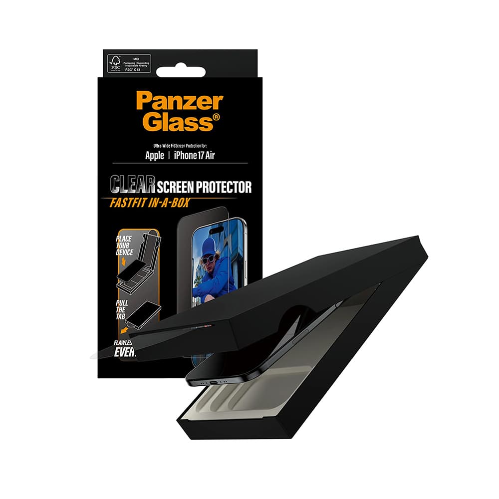 PanzerGlass Ultra-Wide Fit ochranné sklo s FASTFIT IN-A-BOX iPhone 17 Air černá - náhled 1