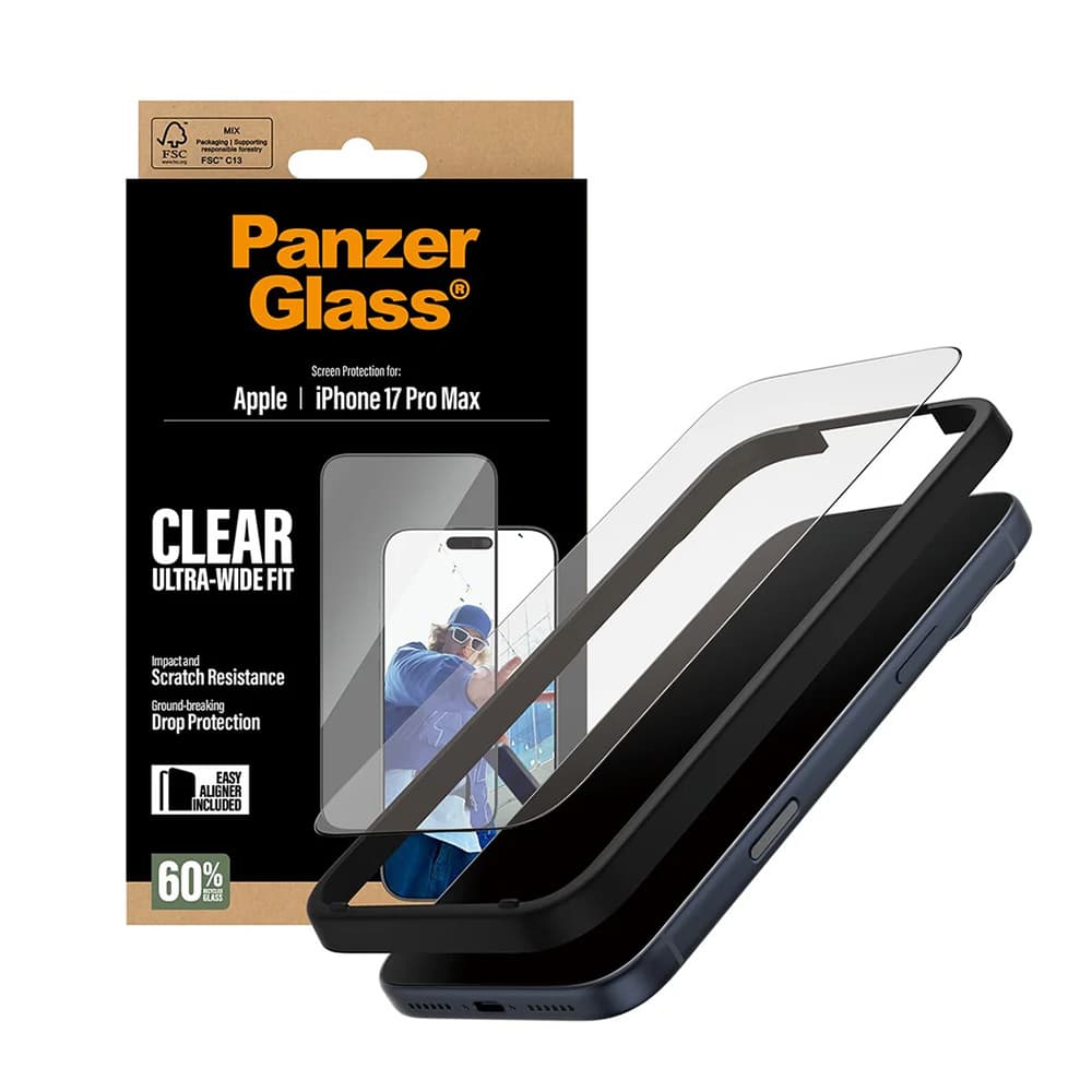 PanzerGlass Ultra-Wide Fit ochranné sklo s EasyAlignerem iPhone 17 Pro Max černé - náhled 1