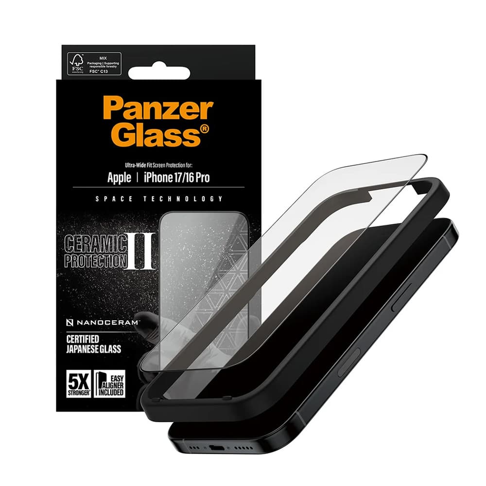 PanzerGlass® Ultra-Wide Fit Ceramic II Ochranné sklo s EasyAlignerem iPhone 17 iPhone 16 Pro černá - náhled 1