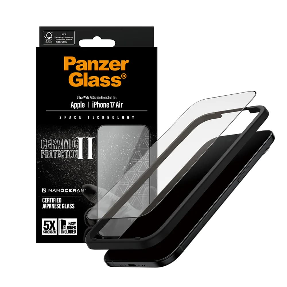 PanzerGlass Ultra-Wide Fit Ceramic II ochranné sklo s EasyAlignerem iPhone 17 Air černé - náhled 1