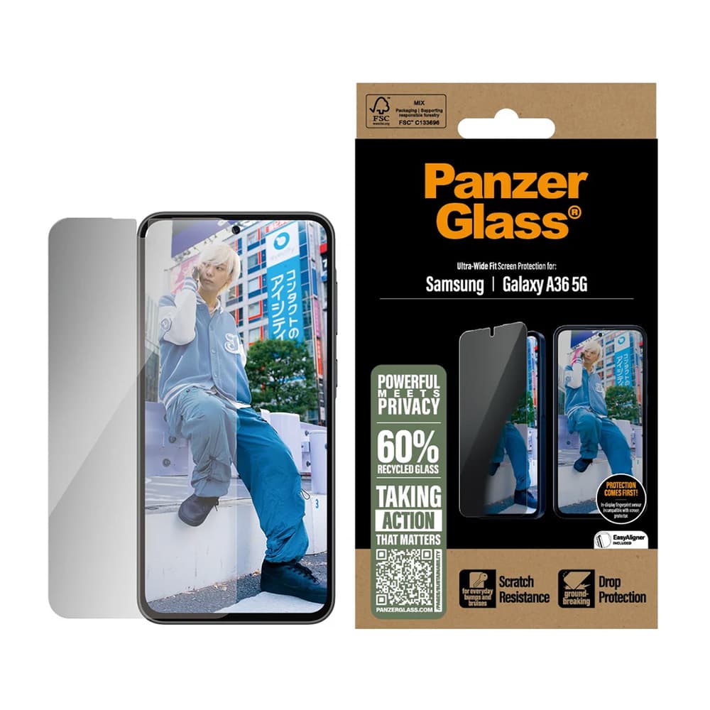 PanzerGlass Ultra-Wide Fit Privacy Screen Protector Samsung Galaxy A36 5G čirý - náhled 1