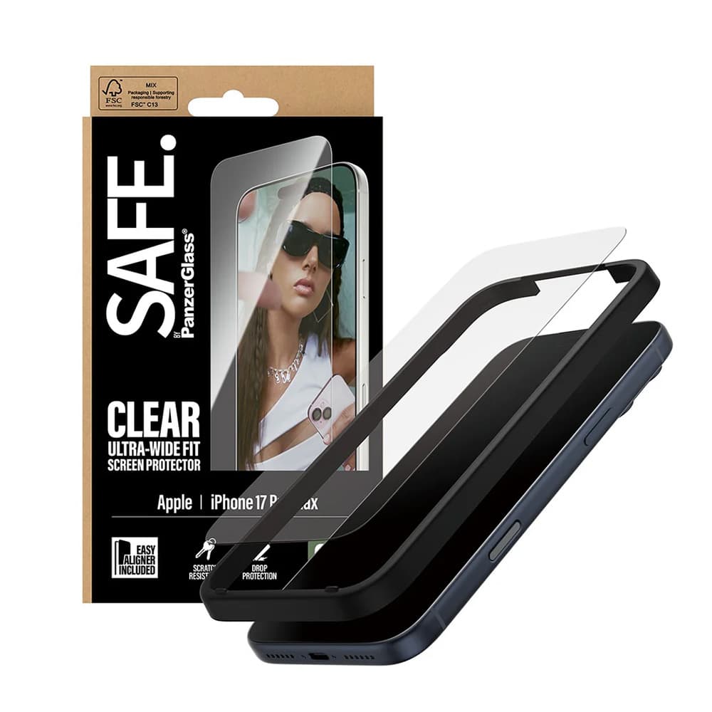 PanzerGlass SAFE Ultra-Wide Fit ochranné sklo s EasyAligner iPhone 17 Pro Max čiré - náhled 1