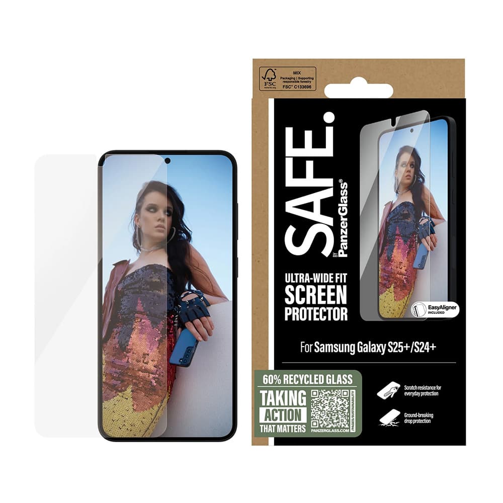 PanzerGlass® SAFE Ultra-Wide Fit ochranné sklo Samsung Galaxy S25 Plus S24 Plus průhledné - náhled 1