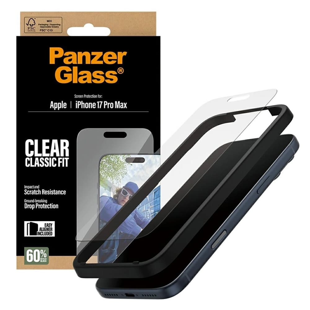 PanzerGlass® Classic Fit ochranné sklo s EasyAlignerem iPhone 17 Pro Max čiré - náhled 1
