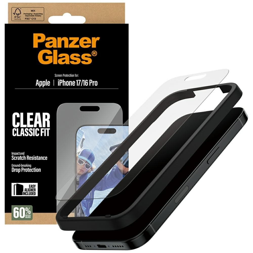 PanzerGlass® Classic Fit ochranné sklo s EasyAlignerem iPhone 17 iPhone 16 Pro čiré - náhled 1
