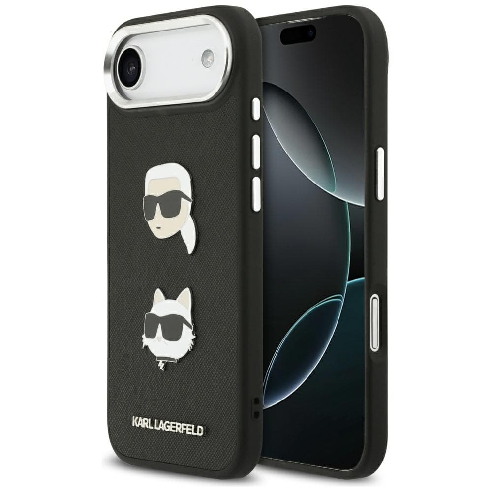Karl Lagerfeld FW Grained Karl &amp; Choupette Heads Pins &amp; Logo iPhone 17 Air černá - náhled 1