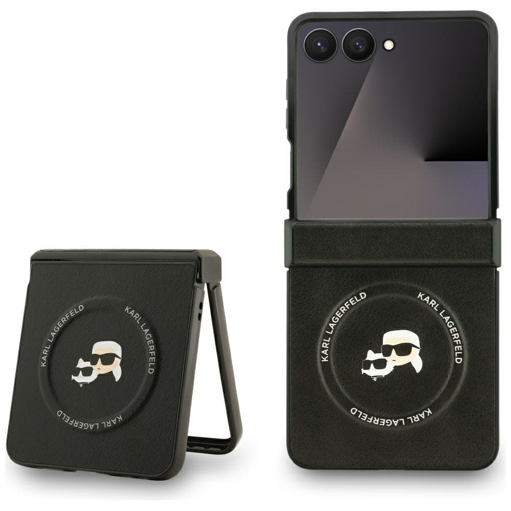 Karl Lagerfeld Leather Karl &amp; Choupette Pins MagSafe Samsung Galaxy Z Flip7 černá - náhled 1