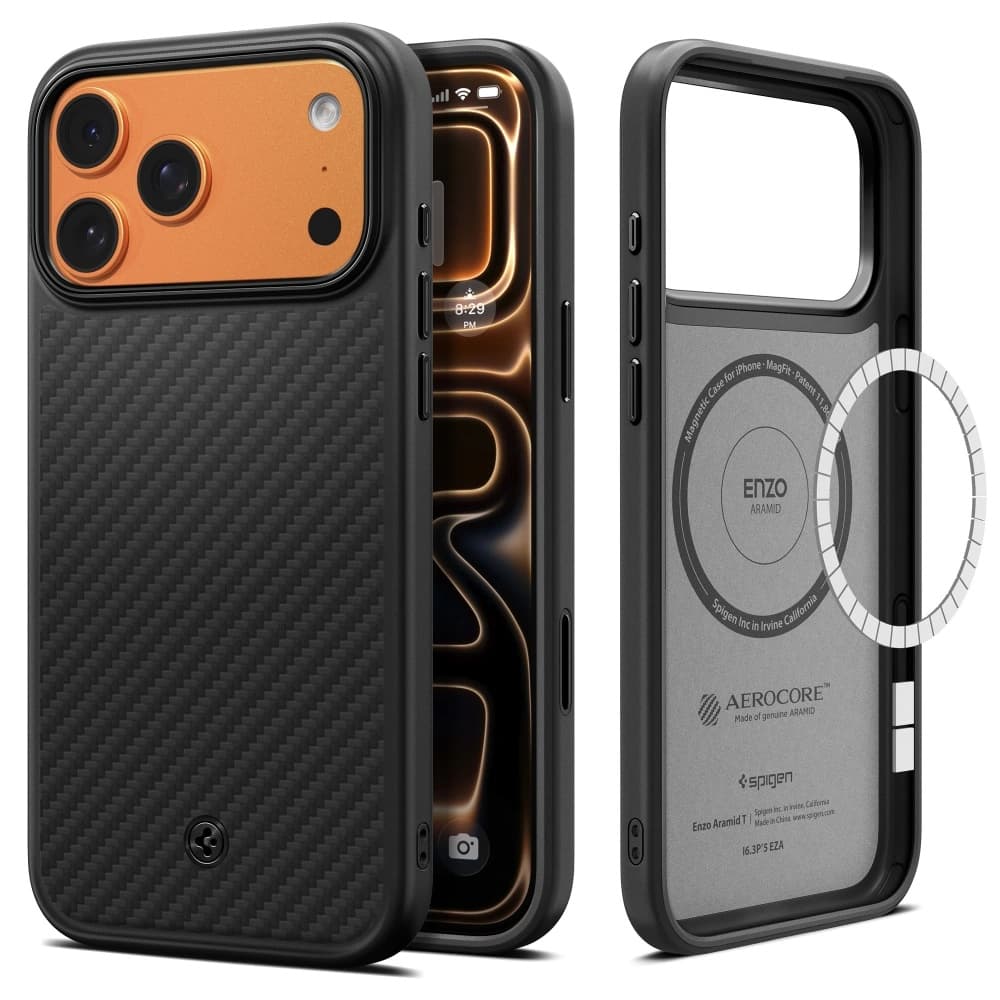 Spigen Enzo Aramid "T" MagSafe pro iPhone 17 Pro Max černá - náhled 1
