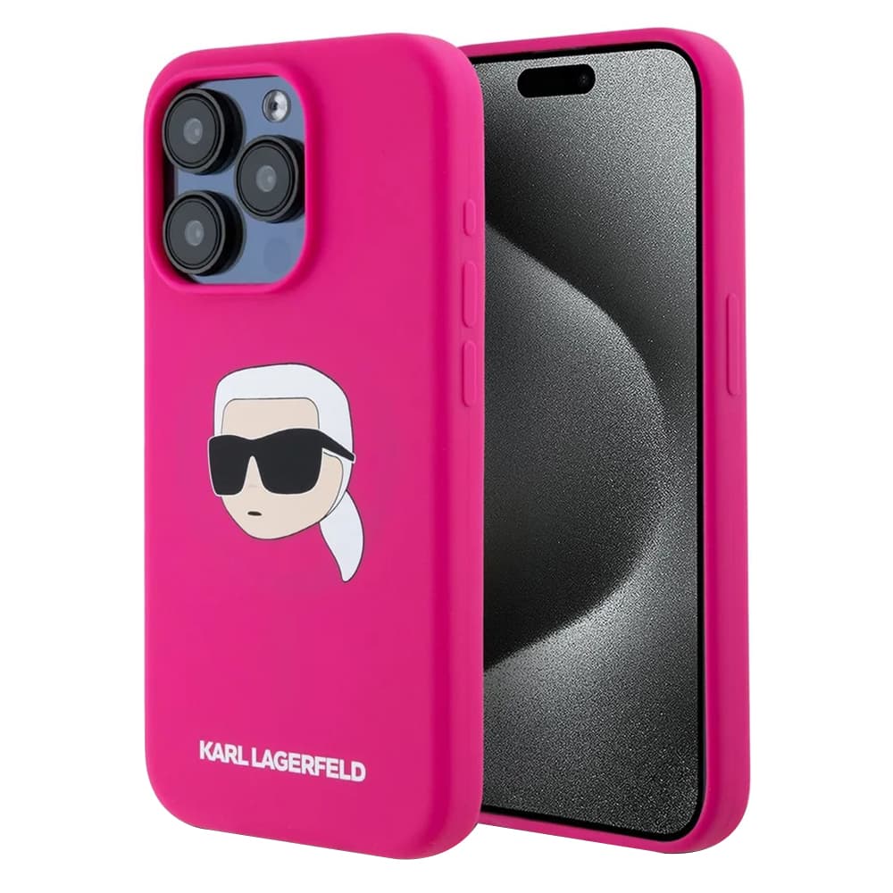 Karl Lagerfeld silicone MagSafe iPhone 15 Pro Max fuchsia Karl's Head - náhled 1