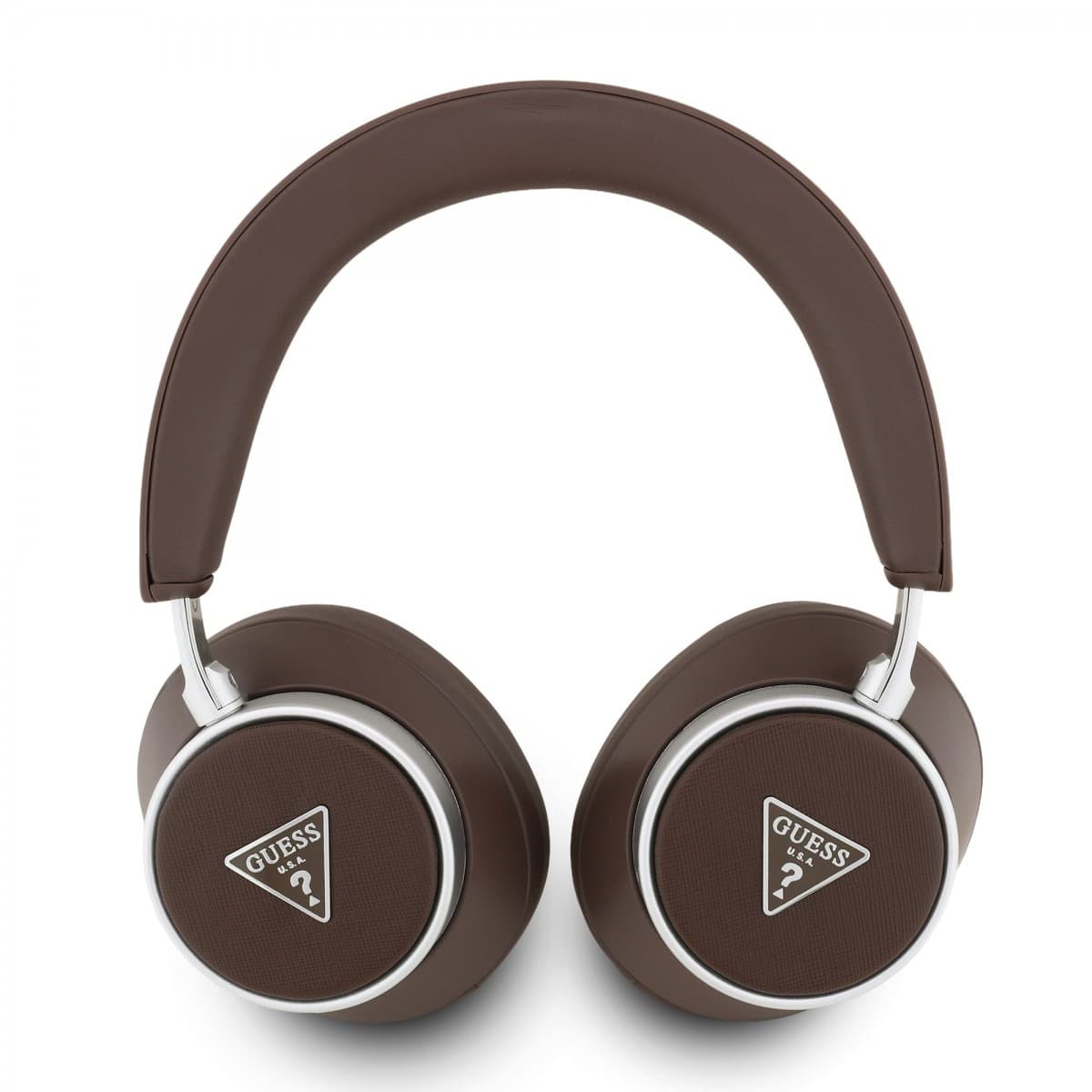 Bezdrátová Sluchátka Guess PU Saffiano Triangle Logo ENC Brown - náhled 1