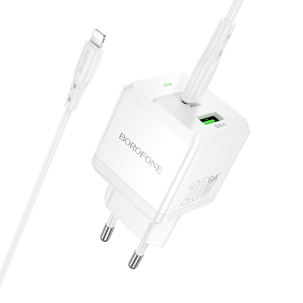 Borofone Intenso BN19 síťová nabíječka s kabelem Type-C na Lightning bílá - náhled 1
