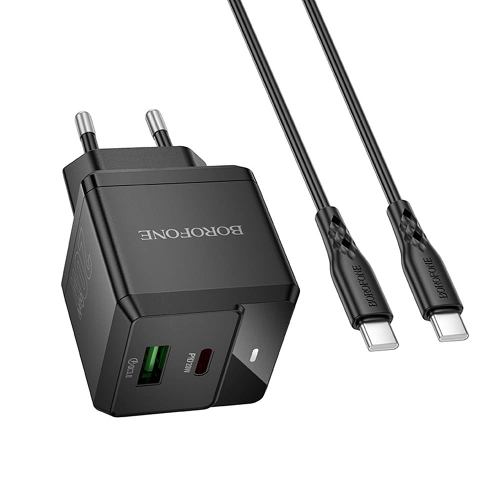 Borofone Intenso BN19 nástěnná nabíječka USB Type-C PD20W QC3.0 černá - náhled 1