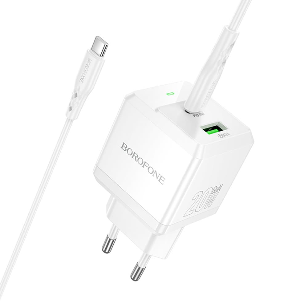 Borofone Intenso BN19 nástěnná nabíječka PD20W QC3.0 USB a Type-C bílá - náhled 1