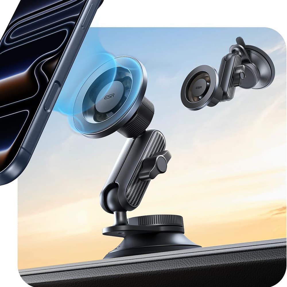 ESR držák do auta OmniLock na palubní desku magnetický 360° černý karbon - náhled 1