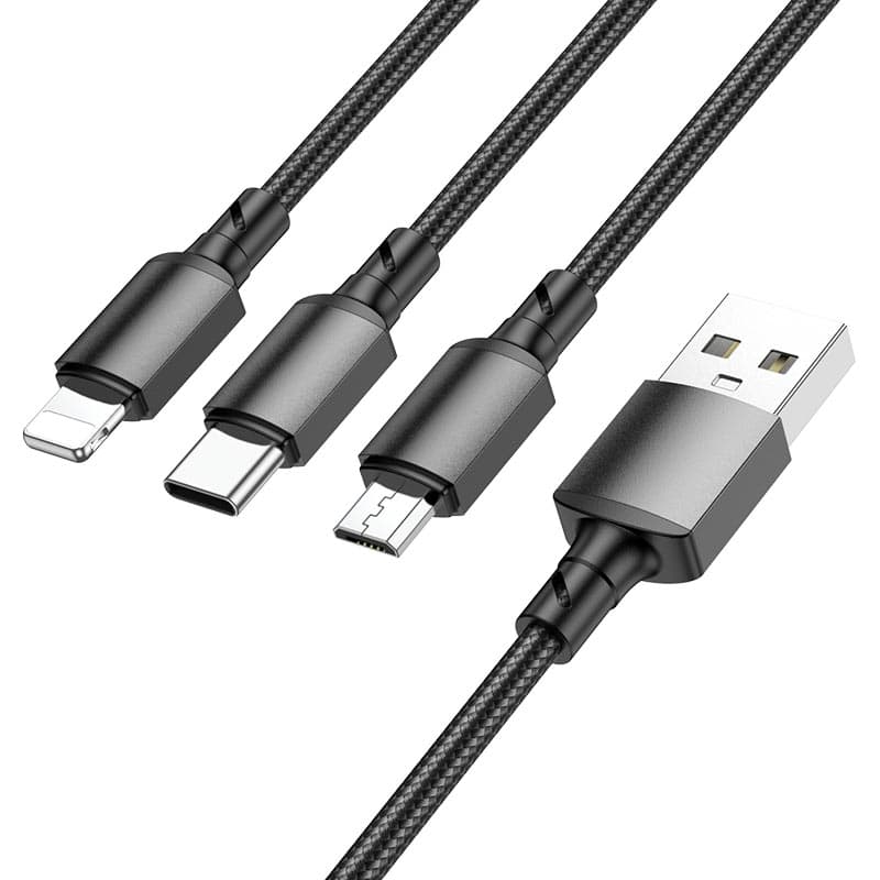 Borofone datový kabel BX72 3-in-1 univerzální 2A 1m černý - náhled 1