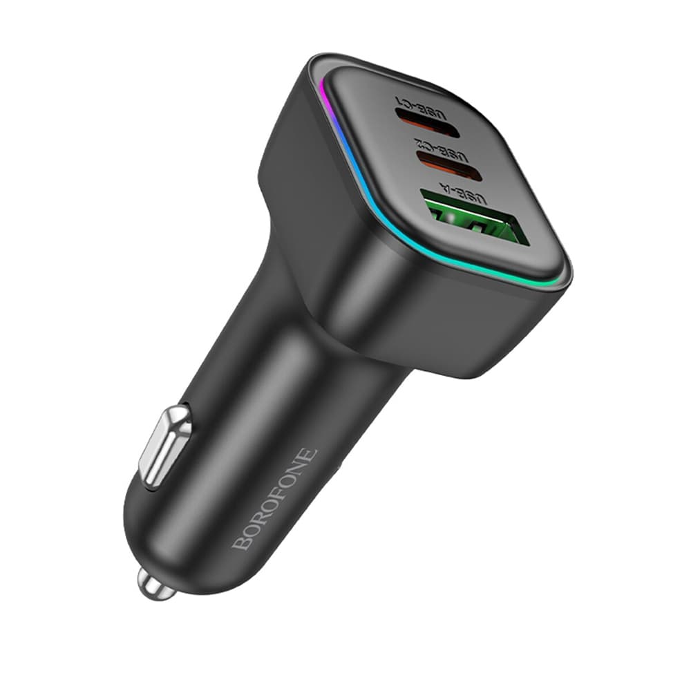 Borofone autonabíječka Trophie BZ28C 1x USB 2x Type-C 60W RGB černá - náhled 1
