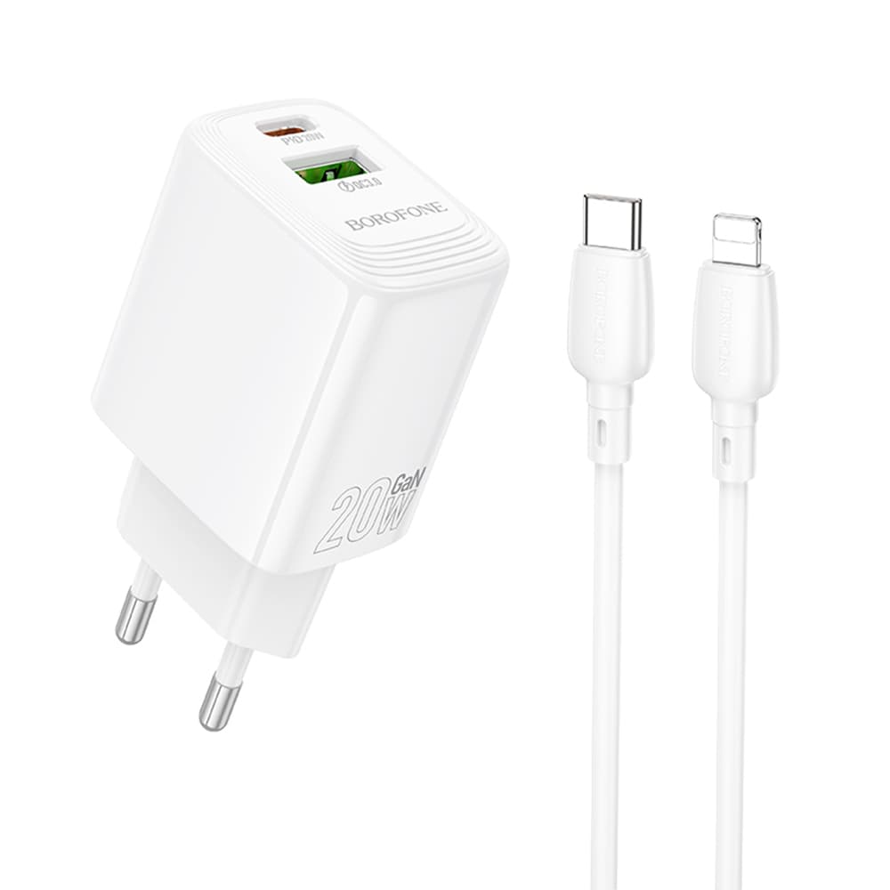 Borofone síťová nabíječka Fuente BN27 USB-C Lightning kabel bílá - náhled 1