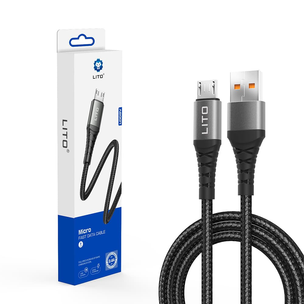 Lito datový kabel LD08V USB-A na micro-USB 2.4A 1m černý - náhled 1